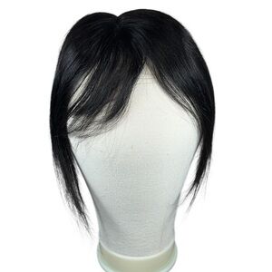 Off Black Human Hair 7 Inch Hair Topper with Bangs